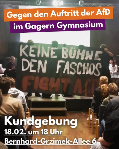 Kundgebung gegen den Auftritt der AfD im Gargern-Gymnasium (Frankfurt-Ostend)